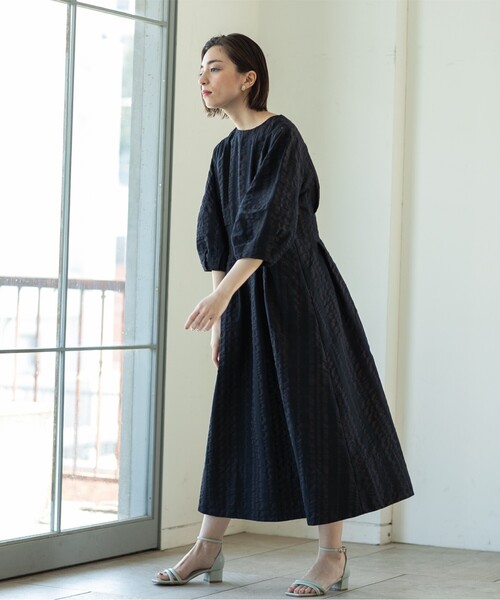 OPAQUE.CLIP（オペークドットクリップ）の「◆サッカーチェックタックフレアワンピース【洗える】（ワンピース・レディース・ブルー系その他/ブラック・36/42/40/38）」の18枚目の写真