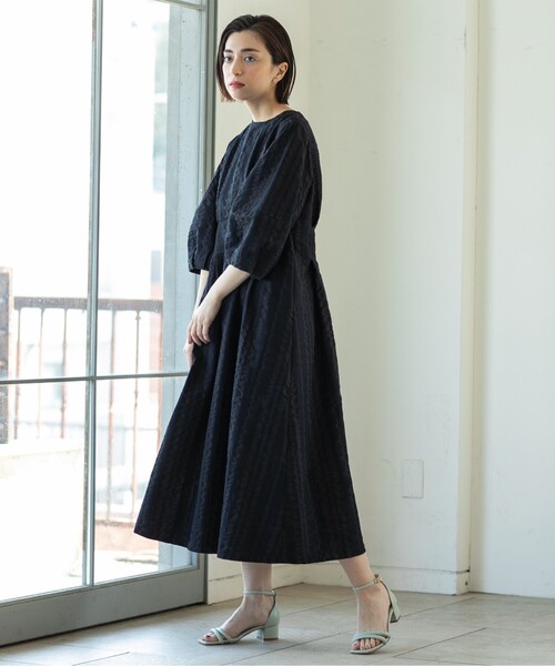 OPAQUE.CLIP（オペークドットクリップ）の「◆サッカーチェックタックフレアワンピース【洗える】（ワンピース・レディース・ブルー系その他/ブラック・36/42/40/38）」の21枚目の写真