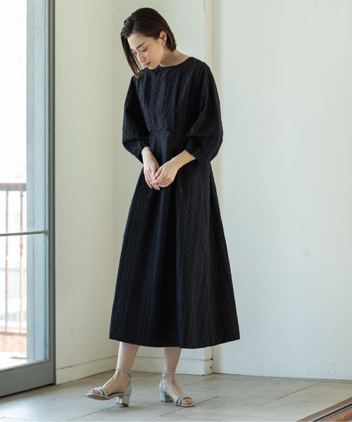 OPAQUE.CLIP（オペークドットクリップ）の「◆サッカーチェックタックフレアワンピース【洗える】（ワンピース・レディース・ブルー系その他/ブラック・36/42/40/38）」の2枚目の写真