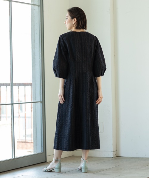 OPAQUE.CLIP（オペークドットクリップ）の「◆サッカーチェックタックフレアワンピース【洗える】（ワンピース・レディース・ブルー系その他/ブラック・36/42/40/38）」の8枚目の写真