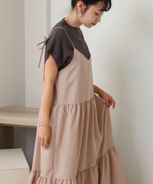 Bab（バブ）の「【低身長向けサイズあり】リボンストラップティアードワンピース（ワンピース・レディース・ライトカーキ/ブラック/チャコールグレー/モカ/ベージュ/オレンジ・S/M）」の20枚目の写真