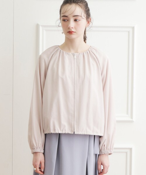 【クチュールブローチ】うす軽バッグフリルシアーブルゾン　グレー　大きめ ロングシーズン対応！うす軽アウター】バックフリルシアー