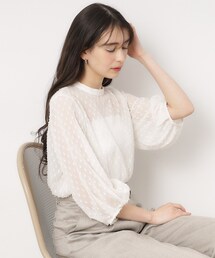 OPAQUE.CLIP | シアーフリンジドットタックスリーブブラウス【洗濯機洗い可】(シャツ/ブラウス)