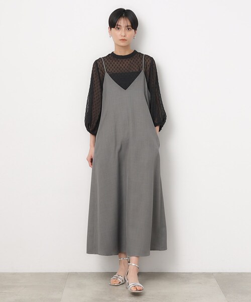 OPAQUE.CLIP（オペークドットクリップ）の「◆シアーフリンジドットタックスリーブブラウス【洗濯機洗い可】（シャツ/ブラウス・レディース・ライトブルー/ブラック/オフホワイト・42/40/38）」の9枚目の写真