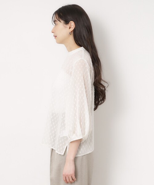 OPAQUE.CLIP（オペークドットクリップ）の「◆シアーフリンジドットタックスリーブブラウス【洗濯機洗い可】（シャツ/ブラウス・レディース・ライトブルー/ブラック/オフホワイト・42/40/38）」の17枚目の写真
