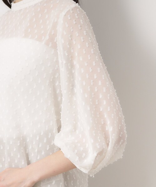 OPAQUE.CLIP（オペークドットクリップ）の「◆シアーフリンジドットタックスリーブブラウス【洗濯機洗い可】（シャツ/ブラウス・レディース・ライトブルー/ブラック/オフホワイト・42/40/38）」の21枚目の写真