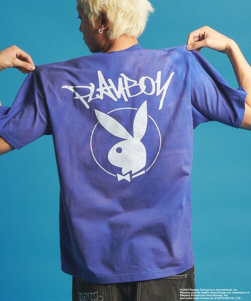 PLAYBOY（プレイボーイ）の「【SEQUENZ（シークエンズ）】PB O.G LOGO FADE S/S TEE / フェード加工 ヴィンテージ Tシャツ プリント 半袖（Tシャツ/カットソー・メンズ・ブラック/ブルー/ライトグレー/ダークブラウン/グリーン系その他5・MEDIUM/LARGE/X-LARGE）」の5枚目の写真