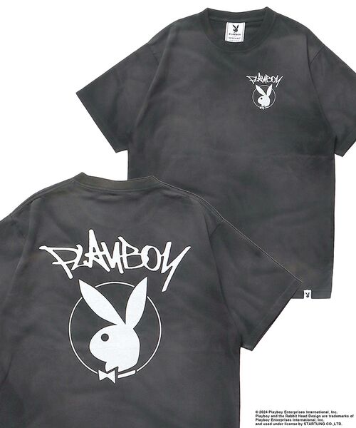 PLAYBOY（プレイボーイ）の「【SEQUENZ（シークエンズ）】PB O.G LOGO FADE S/S TEE / フェード加工 ヴィンテージ Tシャツ プリント 半袖（Tシャツ/カットソー・メンズ・ブラック/ブルー/ライトグレー/ダークブラウン/グリーン系その他5・MEDIUM/LARGE/X-LARGE）」の2枚目の写真