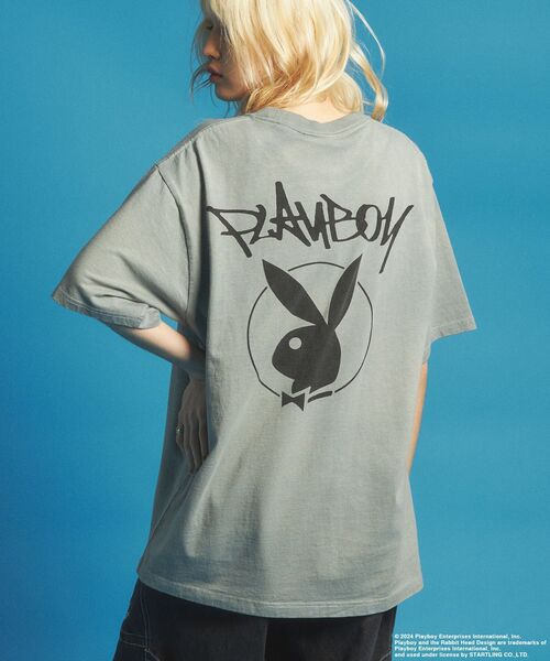 PLAYBOY（プレイボーイ）の「【SEQUENZ（シークエンズ）】PB O.G LOGO FADE S/S TEE / フェード加工 ヴィンテージ Tシャツ プリント 半袖（Tシャツ/カットソー・メンズ・ブラック/ブルー/ライトグレー/ダークブラウン/グリーン系その他5・MEDIUM/LARGE/X-LARGE）」の7枚目の写真