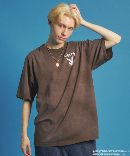 PLAYBOY（プレイボーイ）の「【SEQUENZ（シークエンズ）】PB O.G LOGO FADE S/S TEE / フェード加工 ヴィンテージ Tシャツ プリント 半袖（Tシャツ/カットソー・メンズ・ブラック/ブルー/ライトグレー/ダークブラウン/グリーン系その他5・MEDIUM/LARGE/X-LARGE）」の18枚目の写真