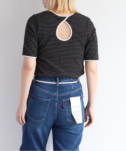 cepo(セポ)の「バックオープンボーダーTee(Tシャツ/カットソー・レディース・オレンジ/オフホワイト/ブラック・M)」の16枚目の写真