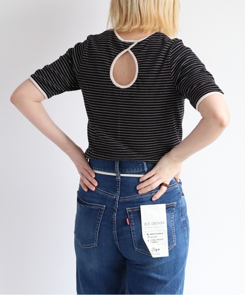 cepo(セポ)の「バックオープンボーダーTee(Tシャツ/カットソー・レディース・オレンジ/オフホワイト/ブラック・M)」の15枚目の写真