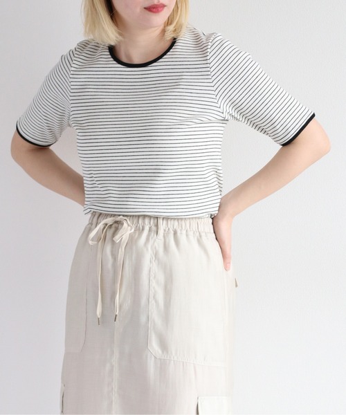 cepo(セポ)の「バックオープンボーダーTee(Tシャツ/カットソー・レディース・オレンジ/オフホワイト/ブラック・M)」の7枚目の写真