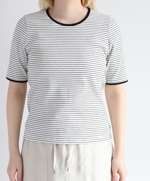 cepo(セポ)の「バックオープンボーダーTee(Tシャツ/カットソー・レディース・オレンジ/オフホワイト/ブラック・M)」の13枚目の写真