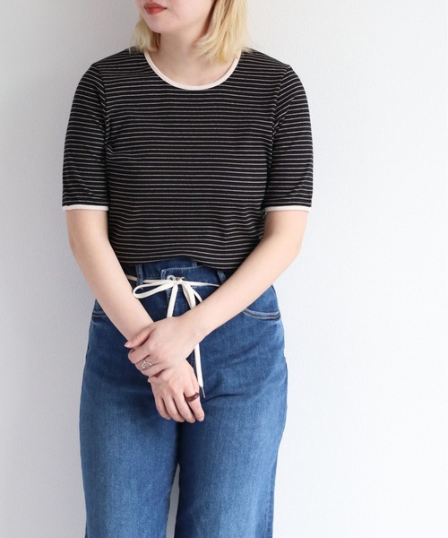 cepo(セポ)の「バックオープンボーダーTee(Tシャツ/カットソー・レディース・オレンジ/オフホワイト/ブラック・M)」の5枚目の写真