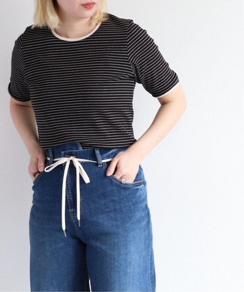 cepo(セポ)の「バックオープンボーダーTee(Tシャツ/カットソー・レディース・オレンジ/オフホワイト/ブラック・M)」の4枚目の写真