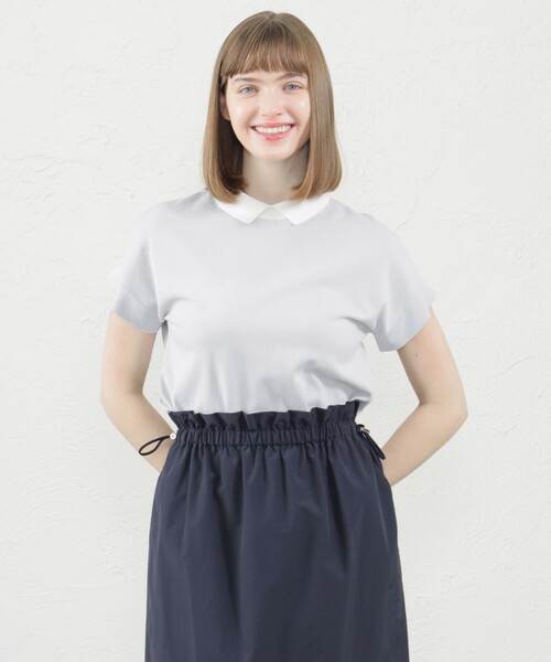MACKINTOSH PHILOSOPHY(マッキントッシュ フィロソフィー)の「バイカラーニットポロ(ニット/セーター・レディース・オフホワイト/ブルー/グレー系その他/ブラック/カーキ/ダークネイビー/イエロー/ベージュ系その他4/ブルー系その他2・38)」の3枚目の写真