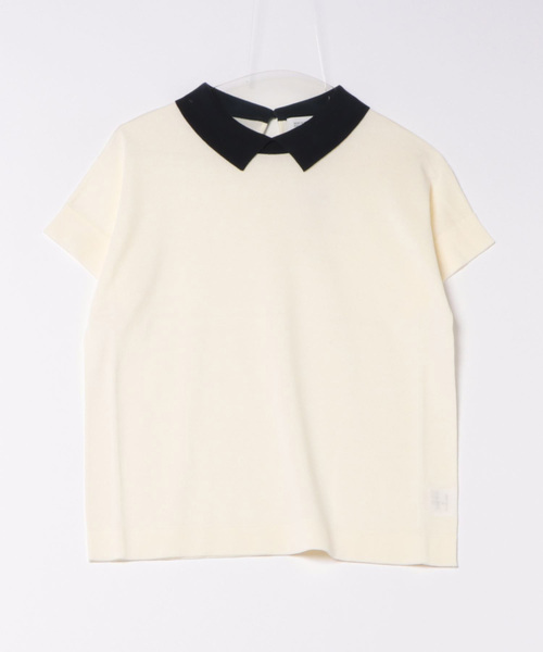 MACKINTOSH PHILOSOPHY(マッキントッシュ フィロソフィー)の「バイカラーニットポロ(ニット/セーター・レディース・オフホワイト/ブルー/グレー系その他/ブラック/カーキ/ダークネイビー/イエロー/ベージュ系その他4/ブルー系その他2・38)」の2枚目の写真