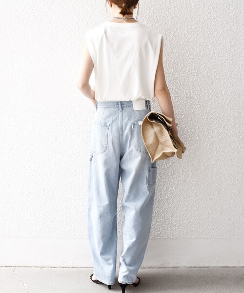 SHIPS any(シップス エニィ)の「SHIPS any:〈抗菌防臭/洗濯機可能〉USAコットン ラウンドヘム ノースリーブ TEE(Tシャツ/カットソー・レディース・ホワイト/ブラック/ブラウン/オレンジ/オリーブ/ピンク・ONE SIZE)」の8枚目の写真