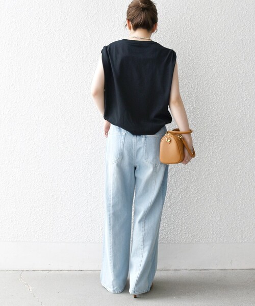 SHIPS any(シップス エニィ)の「SHIPS any:〈抗菌防臭/洗濯機可能〉USAコットン ラウンドヘム ノースリーブ TEE(Tシャツ/カットソー・レディース・ホワイト/ブラック/ブラウン/オレンジ/オリーブ/ピンク・ONE SIZE)」の19枚目の写真