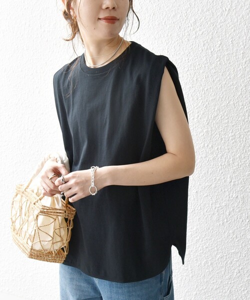 tシャツ ソフトコットン ノースリーブカットソー レディース トップス ノースリーブ レディース カットソー Tシャツ Aライン