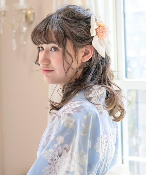 Catherine Cottage(キャサリンコテージ)の「ちりめんリボンフラワーコーム(和装小物・キッズ・レッド/ホワイト/ピンク/パープル・FREE)」の17枚目の写真