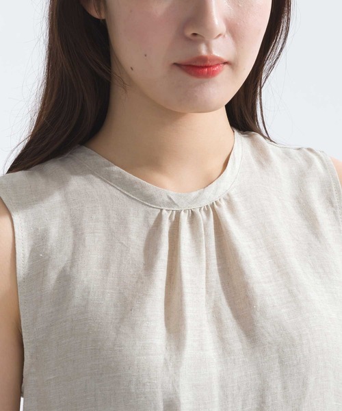 PICCIN（ピッチン）の「バックリボンティアードリネンワンピース（ワンピース・レディース・ベージュ/ネイビー/ピンク・M）」の9枚目の写真