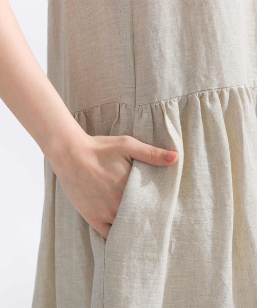PICCIN（ピッチン）の「バックリボンティアードリネンワンピース（ワンピース・レディース・ベージュ/ネイビー/ピンク・M）」の20枚目の写真