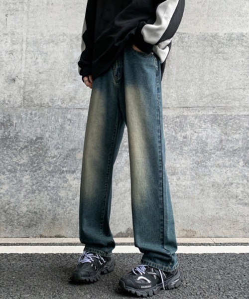 NOWLE（ノウル）の「【NOWLE】ヴィンテージ風 ワイドデニム パンツ（デニムパンツ・メンズ・ダークインディゴブルー・LARGE/X-LARGE/MEDIUM）」の2枚目の写真