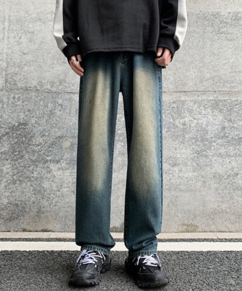 NOWLE（ノウル）の「【NOWLE】ヴィンテージ風 ワイドデニム パンツ（デニムパンツ・メンズ・ダークインディゴブルー・LARGE/X-LARGE/MEDIUM）」の3枚目の写真