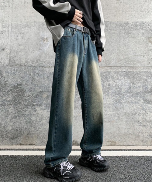 NOWLE（ノウル）の「【NOWLE】ヴィンテージ風 ワイドデニム パンツ（デニムパンツ・メンズ・ダークインディゴブルー・LARGE/X-LARGE/MEDIUM）」の4枚目の写真