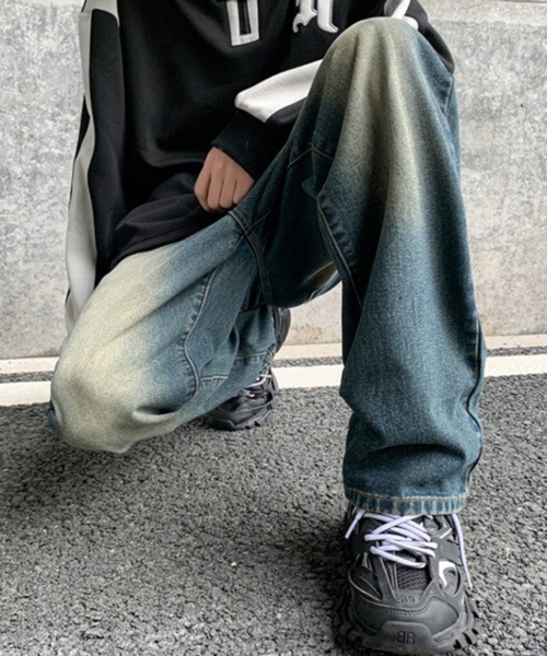 NOWLE（ノウル）の「【NOWLE】ヴィンテージ風 ワイドデニム パンツ（デニムパンツ・メンズ・ダークインディゴブルー・LARGE/X-LARGE/MEDIUM）」の6枚目の写真