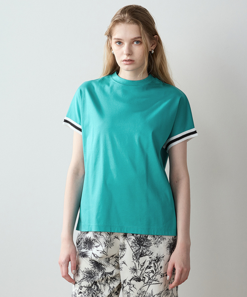 LE SOUK HOLIDAY(ルスークホリデー)の「【接触冷感】袖テープモックネックTシャツ(Tシャツ/カットソー・レディース・グリーン/ピンク/カーキ/オフホワイト/ベージュ・L/M)」の4枚目の写真