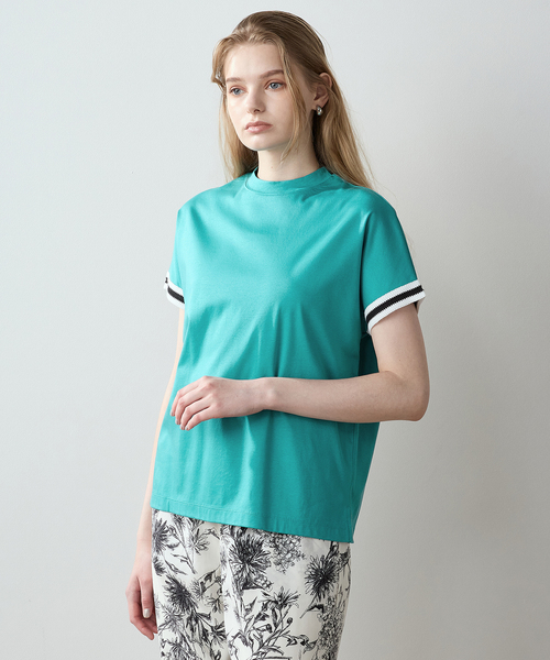 LE SOUK HOLIDAY(ルスークホリデー)の「【接触冷感】袖テープモックネックTシャツ(Tシャツ/カットソー・レディース・グリーン/ピンク/カーキ/オフホワイト/ベージュ・L/M)」の6枚目の写真
