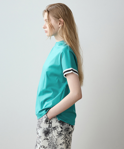 LE SOUK HOLIDAY(ルスークホリデー)の「【接触冷感】袖テープモックネックTシャツ(Tシャツ/カットソー・レディース・グリーン/ピンク/カーキ/オフホワイト/ベージュ・L/M)」の7枚目の写真