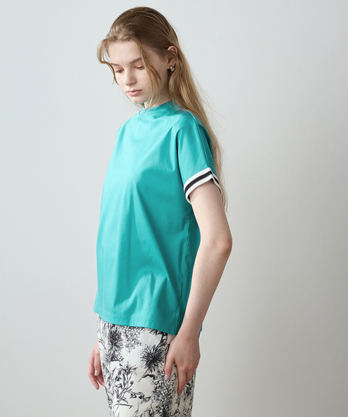 LE SOUK HOLIDAY(ルスークホリデー)の「【接触冷感】袖テープモックネックTシャツ(Tシャツ/カットソー・レディース・グリーン/ピンク/カーキ/オフホワイト/ベージュ・L/M)」の8枚目の写真
