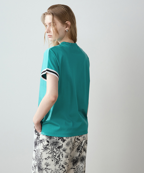 LE SOUK HOLIDAY(ルスークホリデー)の「【接触冷感】袖テープモックネックTシャツ(Tシャツ/カットソー・レディース・グリーン/ピンク/カーキ/オフホワイト/ベージュ・L/M)」の10枚目の写真
