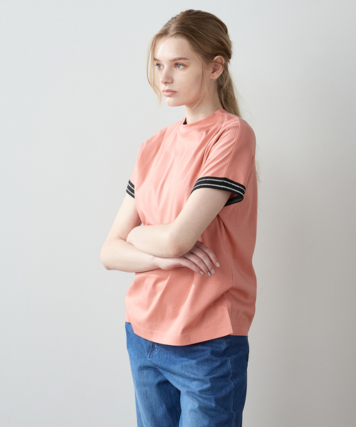 LE SOUK HOLIDAY(ルスークホリデー)の「【接触冷感】袖テープモックネックTシャツ(Tシャツ/カットソー・レディース・グリーン/ピンク/カーキ/オフホワイト/ベージュ・L/M)」の15枚目の写真