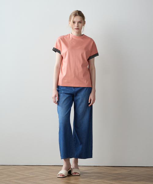 LE SOUK HOLIDAY(ルスークホリデー)の「【接触冷感】袖テープモックネックTシャツ(Tシャツ/カットソー・レディース・グリーン/ピンク/カーキ/オフホワイト/ベージュ・L/M)」の16枚目の写真