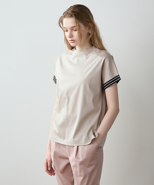 LE SOUK HOLIDAY(ルスークホリデー)の「【接触冷感】袖テープモックネックTシャツ(Tシャツ/カットソー・レディース・グリーン/ピンク/カーキ/オフホワイト/ベージュ・L/M)」の19枚目の写真