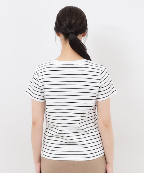 グラフィック刺繍コットンTシャツ プレミアムスムース 幾何学刺繍Tシャツ（28-20TK08-205