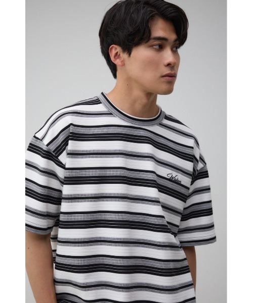 AZUL by moussy（アズールバイマウジー）の「リップルジャガードボーダービッグTシャツ（Tシャツ/カットソー・メンズ・ブルー系その他/ベージュ系その他/ホワイト系その他・FREE）」の5枚目の写真