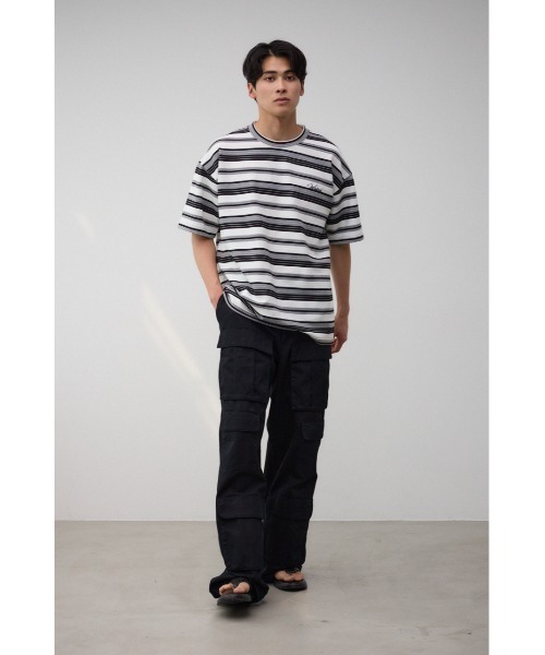 AZUL by moussy（アズールバイマウジー）の「リップルジャガードボーダービッグTシャツ（Tシャツ/カットソー・メンズ・ブルー系その他/ベージュ系その他/ホワイト系その他・FREE）」の6枚目の写真