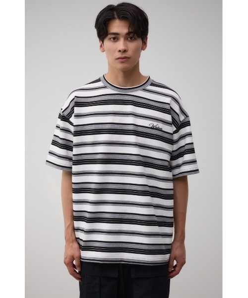 AZUL by moussy（アズールバイマウジー）の「リップルジャガードボーダービッグTシャツ（Tシャツ/カットソー・メンズ・ブルー系その他/ベージュ系その他/ホワイト系その他・FREE）」の7枚目の写真