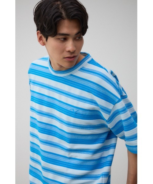 AZUL by moussy（アズールバイマウジー）の「リップルジャガードボーダービッグTシャツ（Tシャツ/カットソー・メンズ・ブルー系その他/ベージュ系その他/ホワイト系その他・FREE）」の20枚目の写真