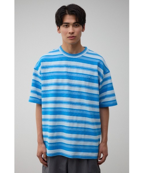 AZUL by moussy（アズールバイマウジー）の「リップルジャガードボーダービッグTシャツ（Tシャツ/カットソー・メンズ・ブルー系その他/ベージュ系その他/ホワイト系その他・FREE）」の10枚目の写真
