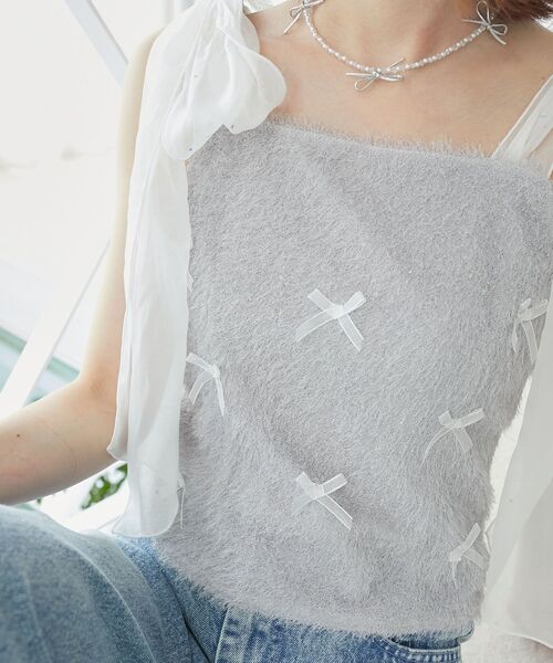 MAJESTIC LEGON（マジェスティックレゴン）の「ラメリボンプードルビスチェ（キャミソール・レディース・ホワイト系その他/ピンク/ライトグレー/ブラック/グレー系その他・MEDIUM）」の4枚目の写真