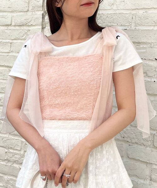 MAJESTIC LEGON（マジェスティックレゴン）の「ラメリボンプードルビスチェ（キャミソール・レディース・ホワイト系その他/ピンク/ライトグレー/ブラック/グレー系その他・MEDIUM）」の5枚目の写真