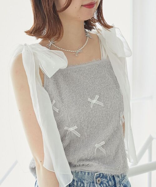 MAJESTIC LEGON（マジェスティックレゴン）の「ラメリボンプードルビスチェ（キャミソール・レディース・ホワイト系その他/ピンク/ライトグレー/ブラック/グレー系その他・MEDIUM）」の20枚目の写真