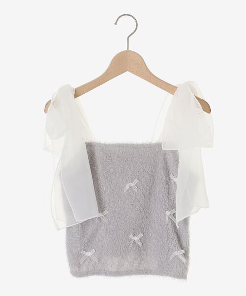 MAJESTIC LEGON（マジェスティックレゴン）の「ラメリボンプードルビスチェ（キャミソール・レディース・ホワイト系その他/ピンク/ライトグレー/ブラック/グレー系その他・MEDIUM）」の7枚目の写真